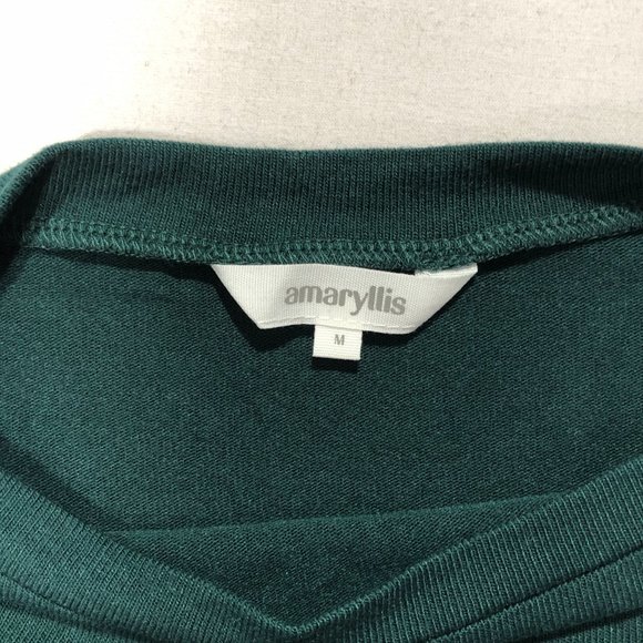 Amaryllis Womens Size M Emerald Boatneck Top Bell 3/4 Sleeve Blouse - Picture 2 of 5